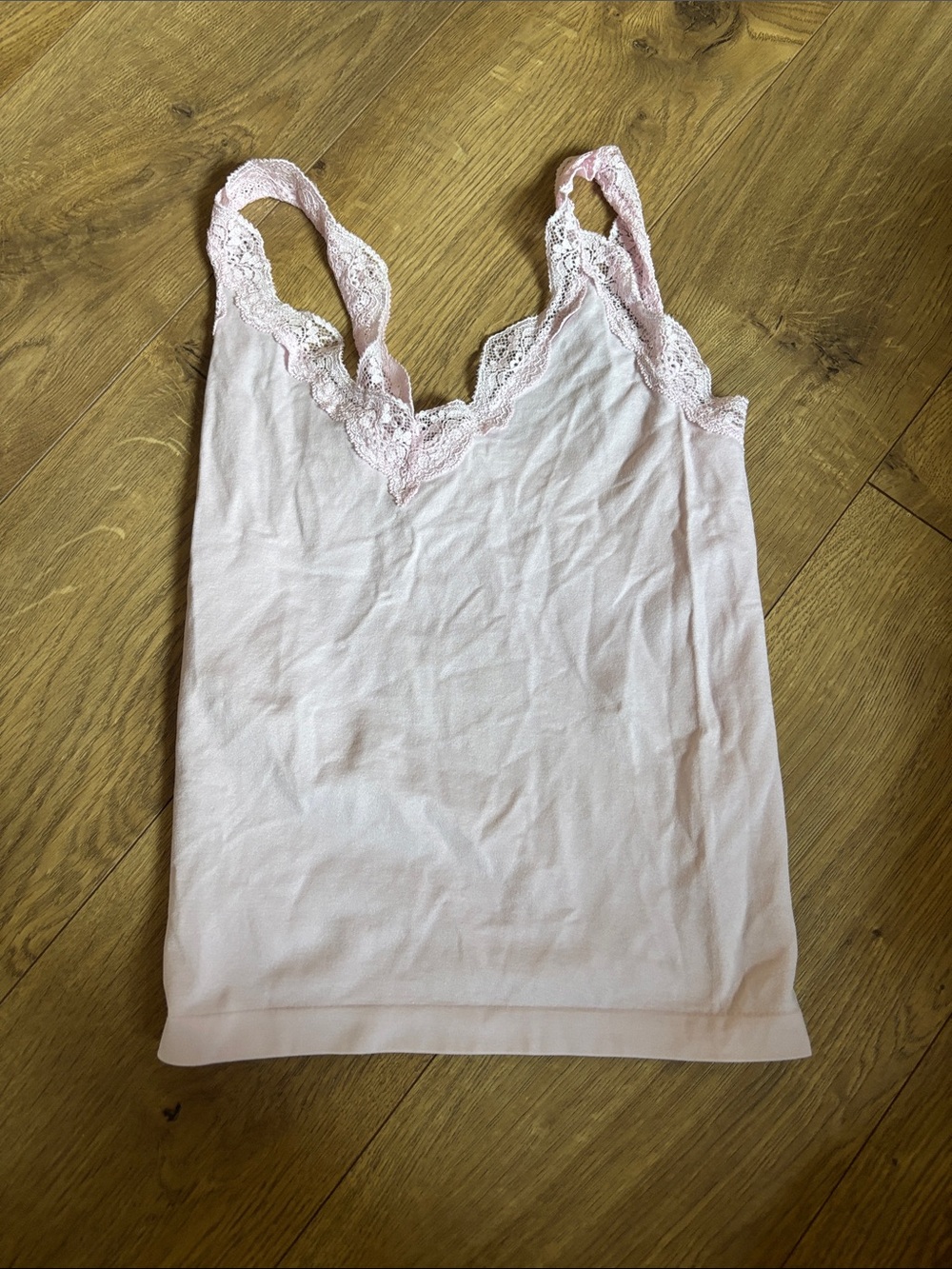 wild fable Light Pink Lace-Trim Tank Top
